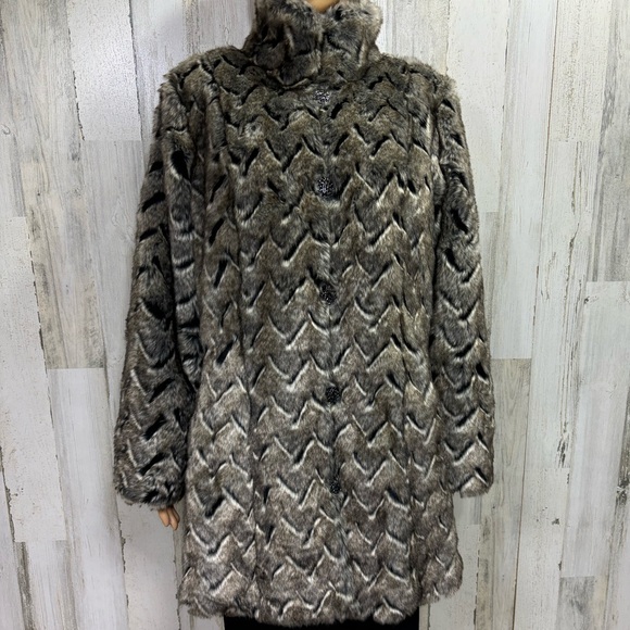 Dennis by Dennis Basso Platinum Faux Fur Coat - Picture 2 of 13